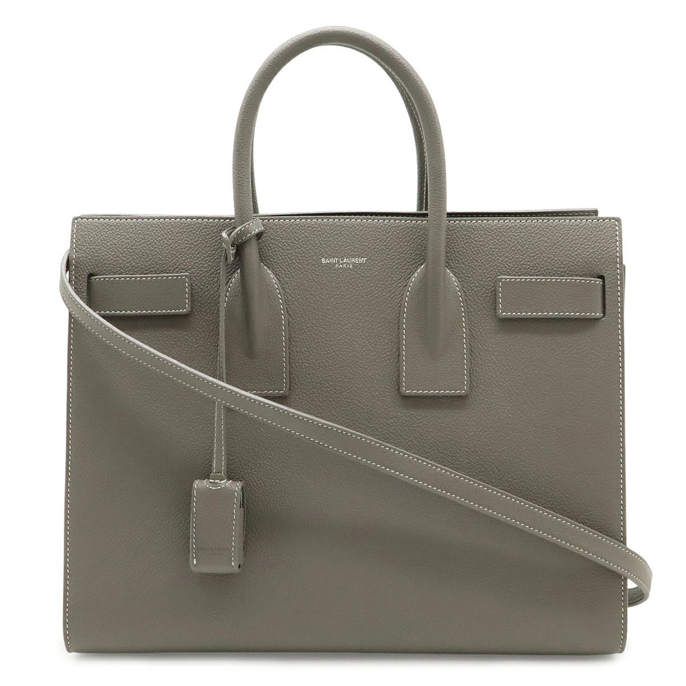 SAINT LAURENT PARIS YSL Sac de Jour Handbag Shoulder Leather Gray